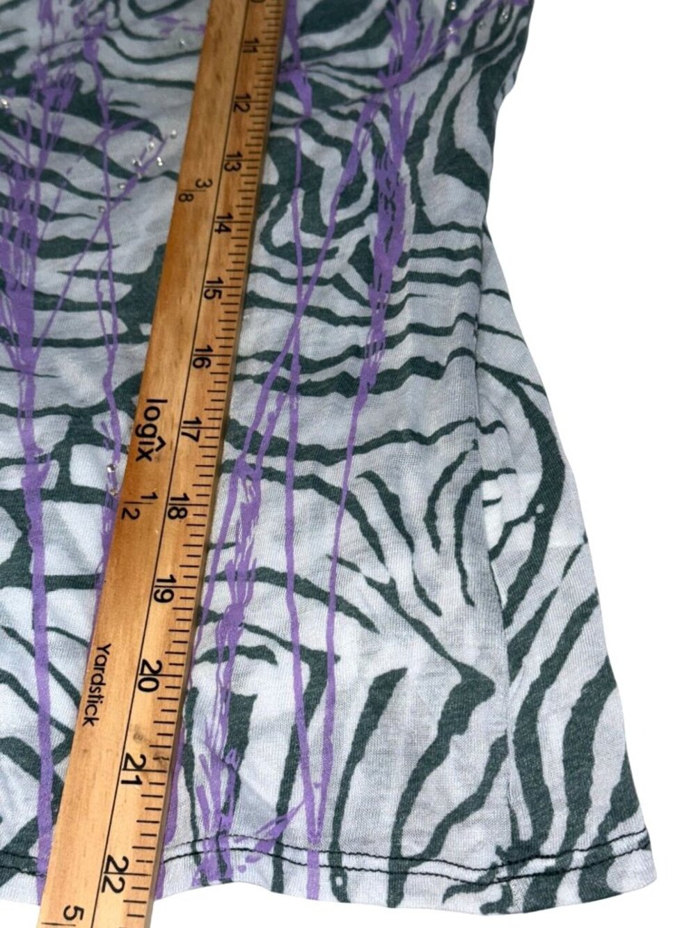 Lovecappella Zebra Print Sleeveless Top With Purple Accents XS - Picture 6 of 6